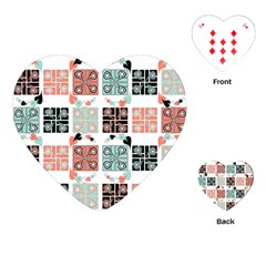 Mint Black Coral Heart Paisley Playing Cards (heart)  by Sapixe