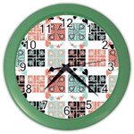 Mint Black Coral Heart Paisley Color Wall Clocks Front