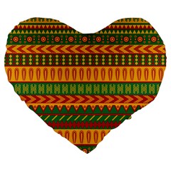 Mexican Pattern Large 19  Premium Heart Shape Cushions