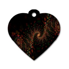 Multicolor Fractals Digital Art Design Dog Tag Heart (two Sides) by Sapixe