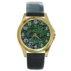 Morning Dew Round Gold Metal Watch