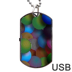 Multicolored Patterned Spheres 3d Dog Tag Usb Flash (one Side) by Sapixe