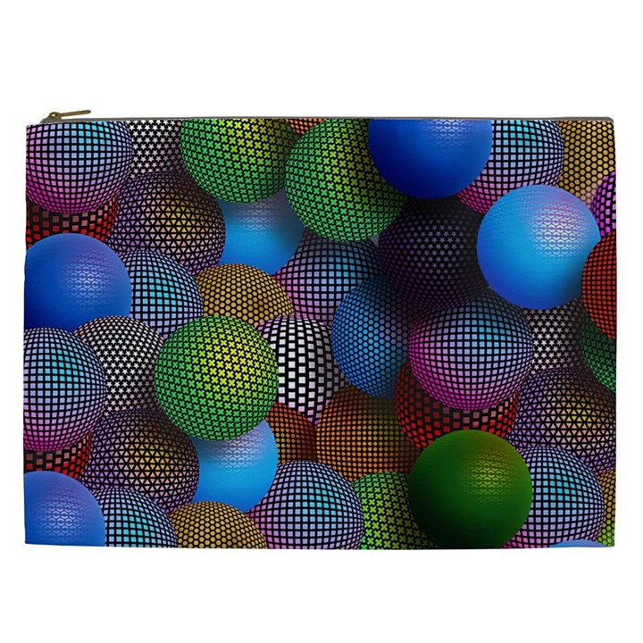 Multicolored Patterned Spheres 3d Cosmetic Bag (XXL) 