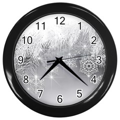 New Year Holiday Snowflakes Tree Branches Wall Clocks (black) by Sapixe