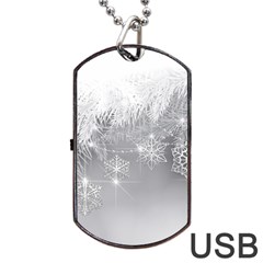 New Year Holiday Snowflakes Tree Branches Dog Tag Usb Flash (one Side)
