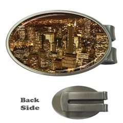 New York City At Night Future City Night Money Clips (oval) 