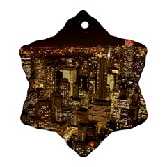 New York City At Night Future City Night Snowflake Ornament (two Sides) by Sapixe