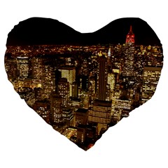 New York City At Night Future City Night Large 19  Premium Heart Shape Cushions