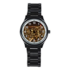 New York City At Night Future City Night Stainless Steel Round Watch by Sapixe