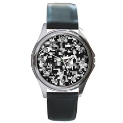 Noise Texture Graphics Generated Round Metal Watch