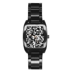 Noise Texture Graphics Generated Stainless Steel Barrel Watch