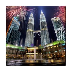 New Years Eve Petronas Towers Kuala Lumpur Malaysia Tile Coasters by Sapixe