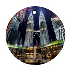 New Years Eve Petronas Towers Kuala Lumpur Malaysia Ornament (round) by Sapixe