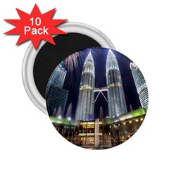 New Years Eve Petronas Towers Kuala Lumpur Malaysia 2 25  Magnets (10 Pack)  by Sapixe