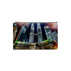 New Years Eve Petronas Towers Kuala Lumpur Malaysia Cosmetic Bag (small)  by Sapixe