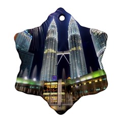 New Years Eve Petronas Towers Kuala Lumpur Malaysia Snowflake Ornament (two Sides)