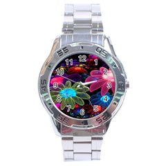 Nice 3d Flower Stainless Steel Analogue Watch by Sapixe