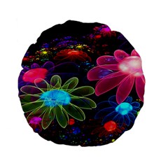 Nice 3d Flower Standard 15  Premium Flano Round Cushions