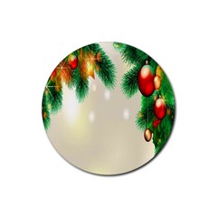 Ornament Christmast Pattern Rubber Round Coaster (4 Pack) 