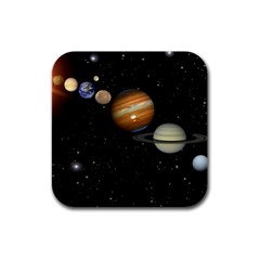 Outer Space Planets Solar System Rubber Square Coaster (4 Pack)  by Sapixe