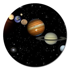 Outer Space Planets Solar System Magnet 5  (round)