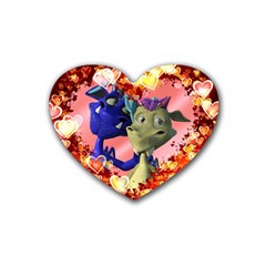 Ove Hearts Cute Valentine Dragon Rubber Coaster (heart)  by Sapixe