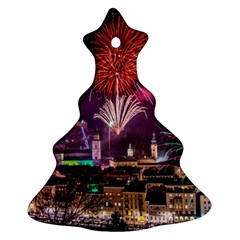 New Year New Year’s Eve In Salzburg Austria Holiday Celebration Fireworks Christmas Tree Ornament (two Sides)