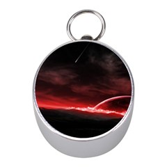 Outer Space Red Stars Star Mini Silver Compasses by Sapixe