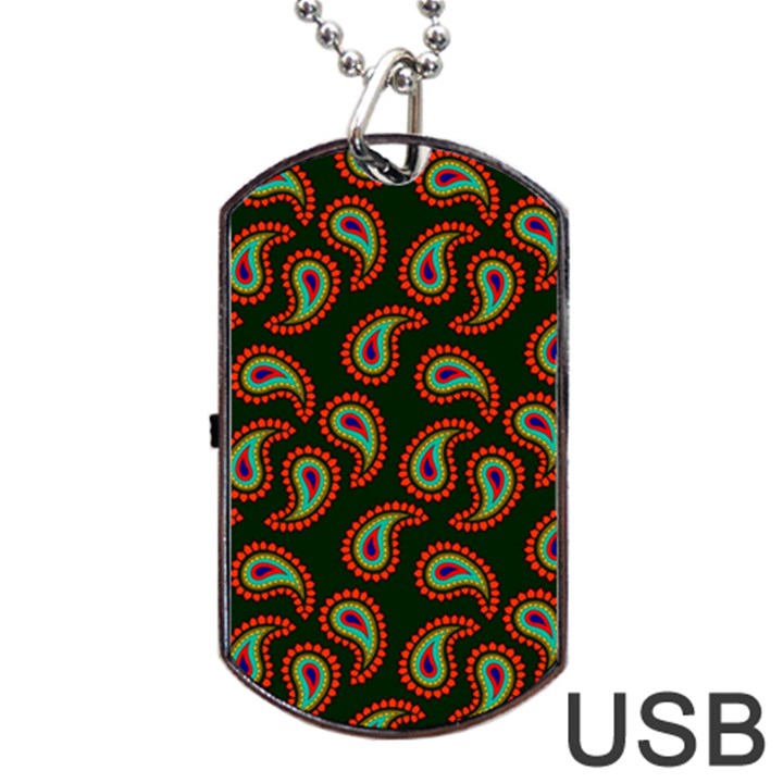 Pattern Abstract Paisley Swirls Dog Tag USB Flash (Two Sides)