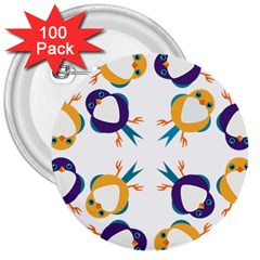 Pattern Circular Birds 3  Buttons (100 Pack)  by Sapixe