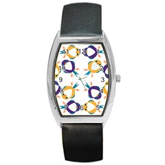 Pattern Circular Birds Barrel Style Metal Watch