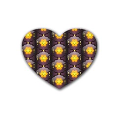 Pattern Background Yellow Bright Rubber Coaster (heart)  by Sapixe