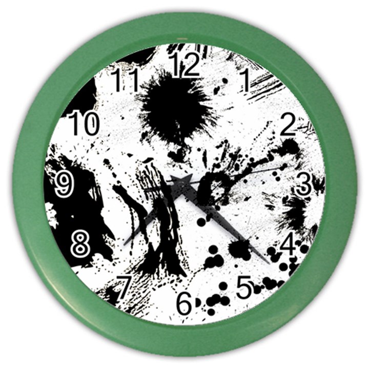 Pattern Color Painting Dab Black Color Wall Clocks