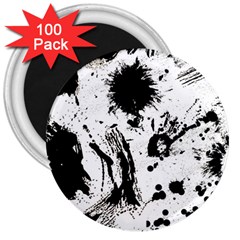 Pattern Color Painting Dab Black 3  Magnets (100 Pack)