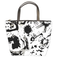 Pattern Color Painting Dab Black Bucket Bags by Sapixe