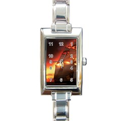 Pirate Ship Caribbean Rectangle Italian Charm Watch by Sapixe