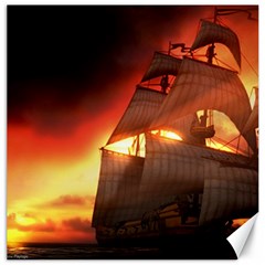 Pirate Ship Caribbean Canvas 16  X 16   by Sapixe