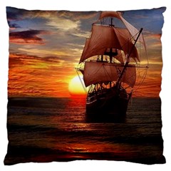 Pirate Ship Large Flano Cushion Case (two Sides) by Sapixe