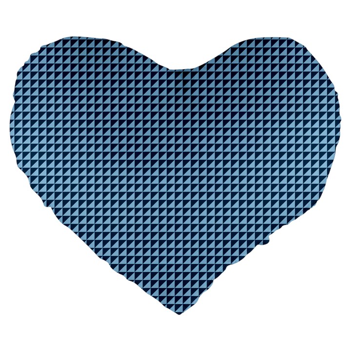 Blue Triangulate Large 19  Premium Flano Heart Shape Cushions