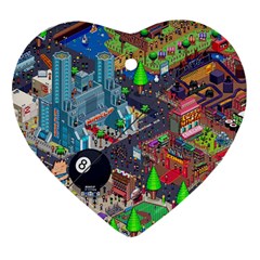 Pixel Art City Heart Ornament (two Sides) by Sapixe