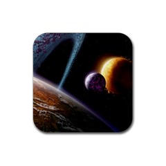 Planets In Space Rubber Coaster (square) 