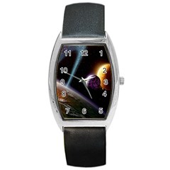 Planets In Space Barrel Style Metal Watch