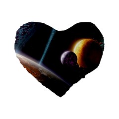 Planets In Space Standard 16  Premium Heart Shape Cushions by Sapixe