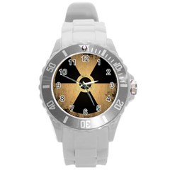 Radioactive Warning Signs Hazard Round Plastic Sport Watch (l) by Sapixe