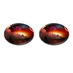 Red Fantasy Cufflinks (Oval) Front(Pair)
