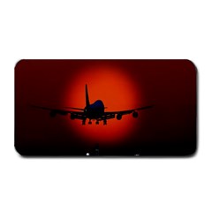 Red Sun Jet Flying Over The City Art Medium Bar Mats by Sapixe