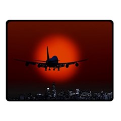 Red Sun Jet Flying Over The City Art Double Sided Fleece Blanket (small)  by Sapixe