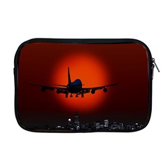 Red Sun Jet Flying Over The City Art Apple Macbook Pro 17  Zipper Case by Sapixe