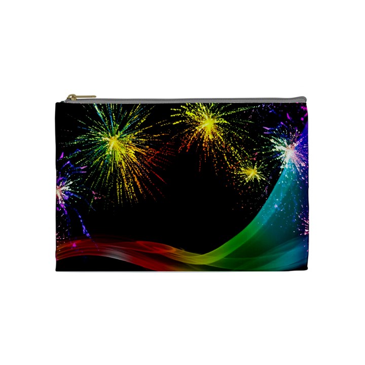 Rainbow Fireworks Celebration Colorful Abstract Cosmetic Bag (Medium) 