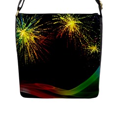 Rainbow Fireworks Celebration Colorful Abstract Flap Messenger Bag (l) 
